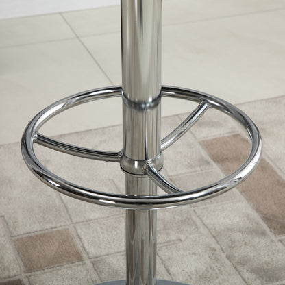 HOMCOM Round Height Adjustable Pub Table Counter Bar Table with Faux Leather Tabletop and Adjustable Footrest for Dining Room, Home Bar
