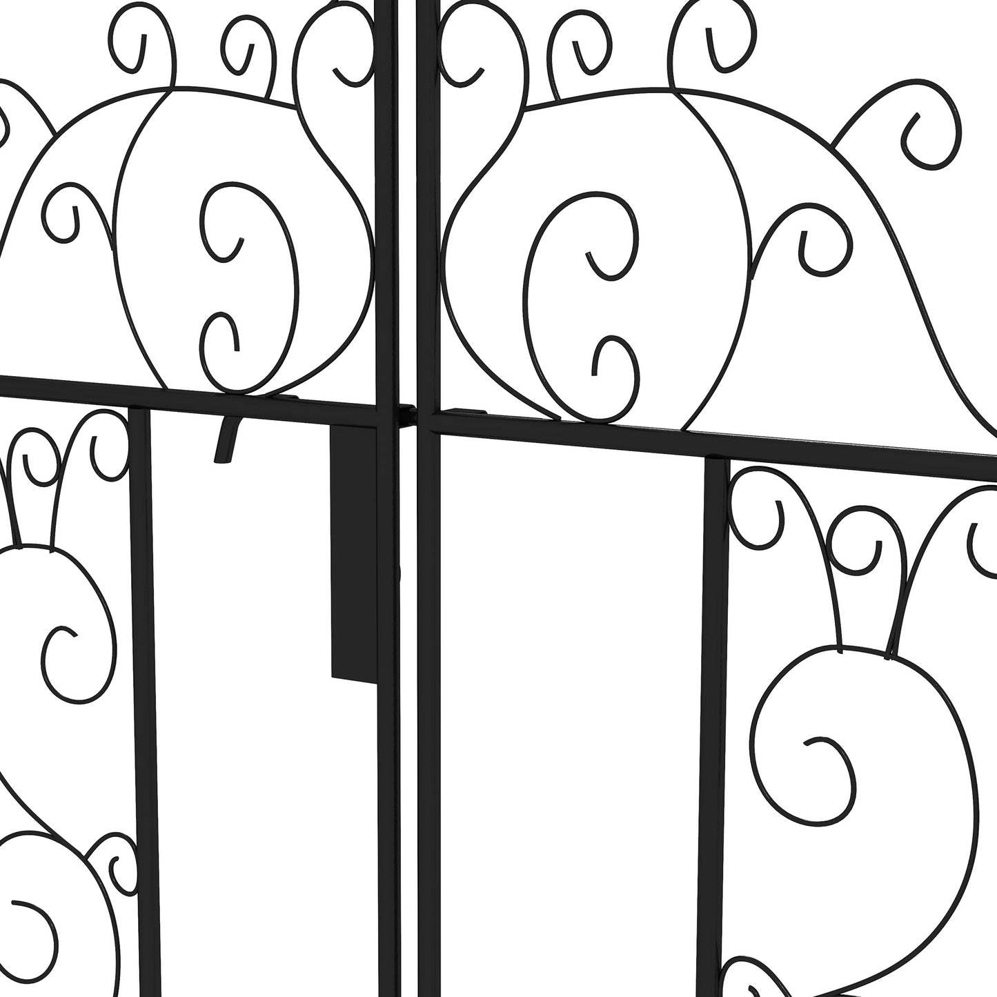 Outsunny Outdoor Garden Arch with Double Gates, Metal Garden Arbor for Climbing Plants, Roses, Vines, Wedding Arch for Outdoor, 125L x 38W x 227H cm, Black