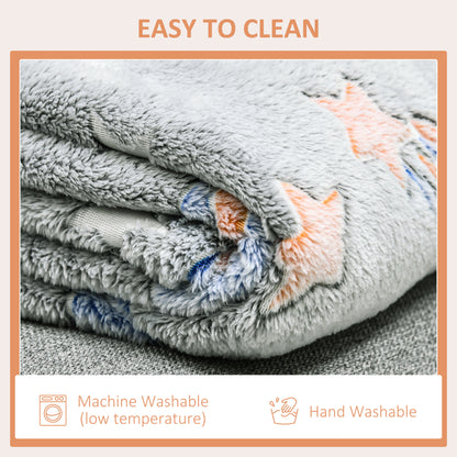 HOMCOM Glow in The Dark Flannel Fleece Throw Blanket, Fluffy Warm Throw Blanket, Kids Galaxy Stars Luminous Blanket, 203x153cm, Grey