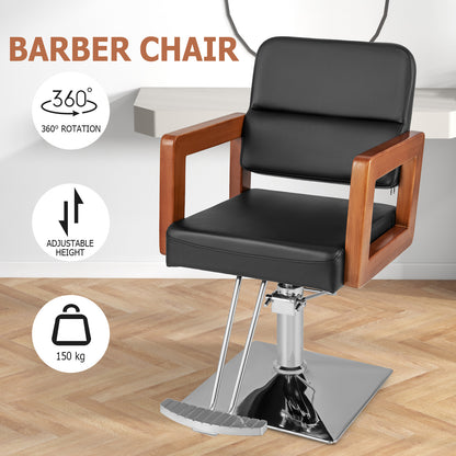 Hydraulic Barber Chair Salon Chair for Hair Stylist with 360 Degrees Swivel-Black