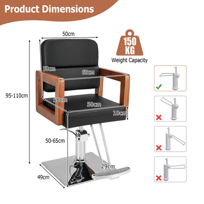 Hydraulic Barber Chair Salon Chair for Hair Stylist with 360 Degrees Swivel-Black