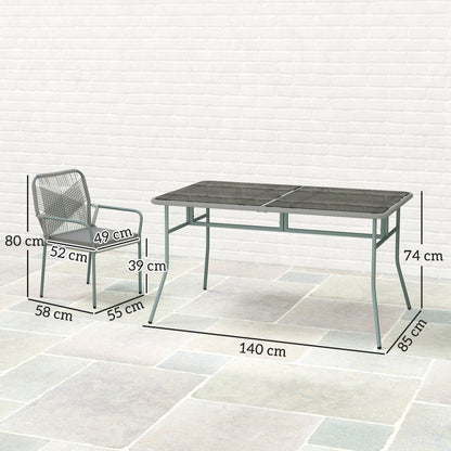 Outsunny Five-Piece PE Rattan Garden Dining Set with Cushions & Stackable Chairs - Light Grey