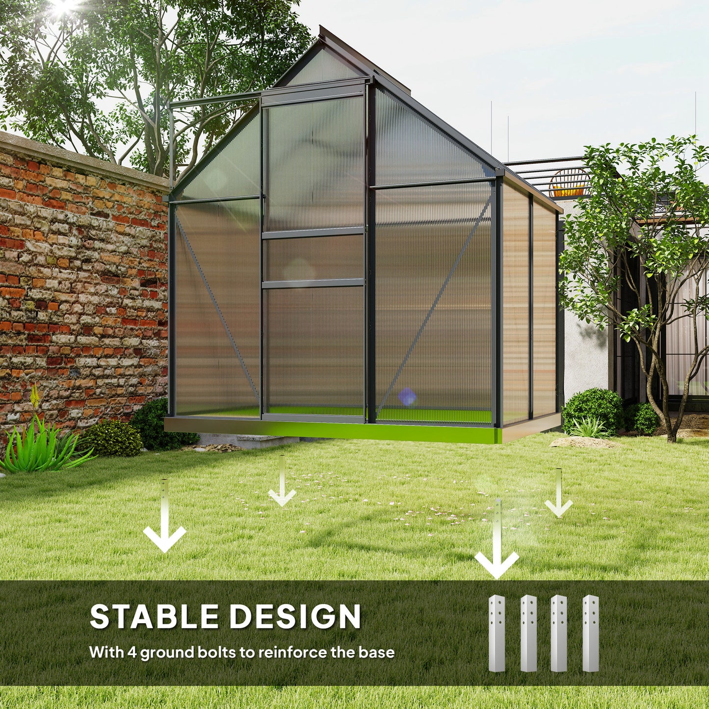 Outsunny 192.5 x 131cm Walk-In Polycarbonate Greenhouse