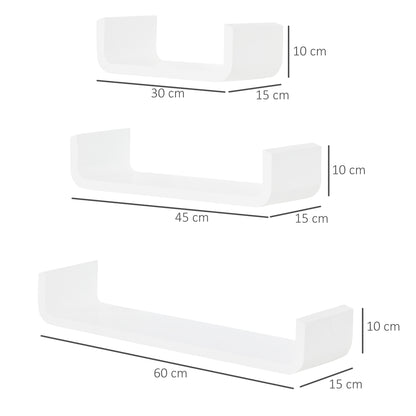 HOMCOM 3 pcs U Shaped Shelves Set-White 
