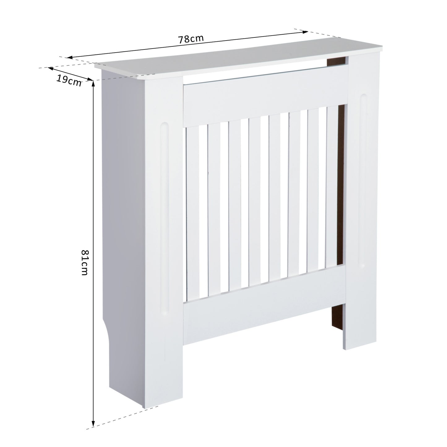 HOMCOM MDF Radiator Cover Wooden Cabinet Shelving Home Office Vertical Slattted Vent White 78L x 19W x 81H