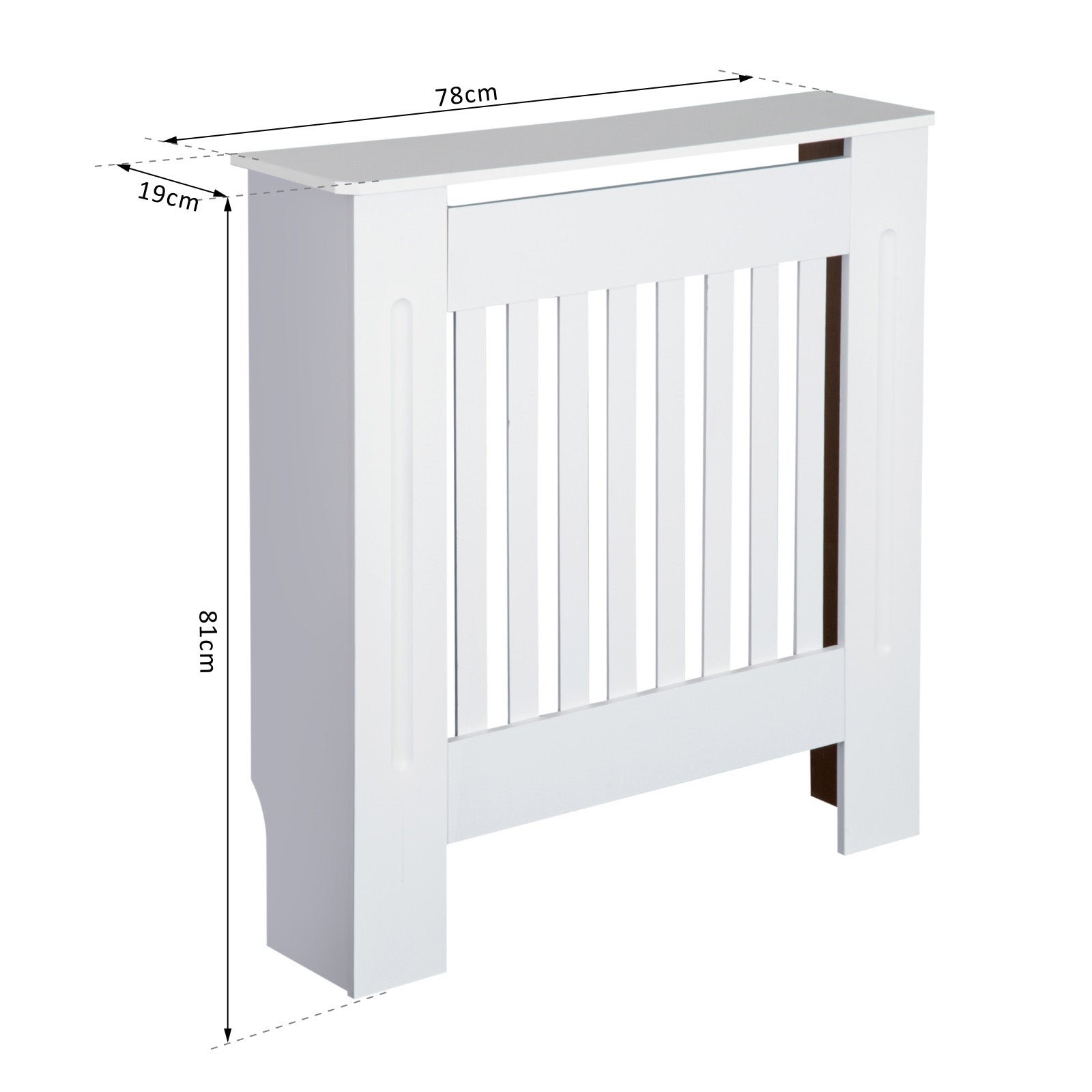 HOMCOM MDF Radiator Cover Wooden Cabinet Shelving Home Office Vertical Slattted Vent White 78L x 19W x 81H
