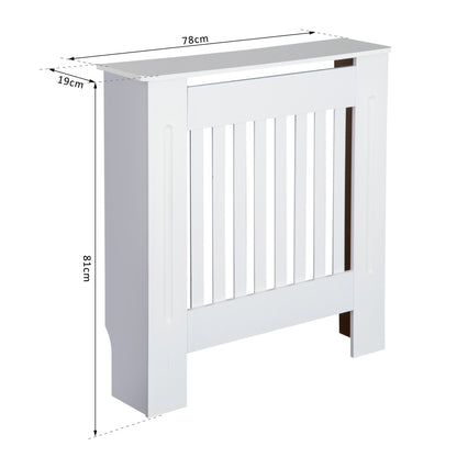 HOMCOM MDF Radiator Cover Wooden Cabinet Shelving Home Office Vertical Slattted Vent White 78L x 19W x 81H