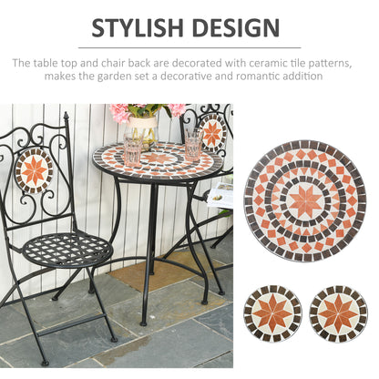 Outsunny Three-Piece Mosaic Bistro Table Set - Multicoloured