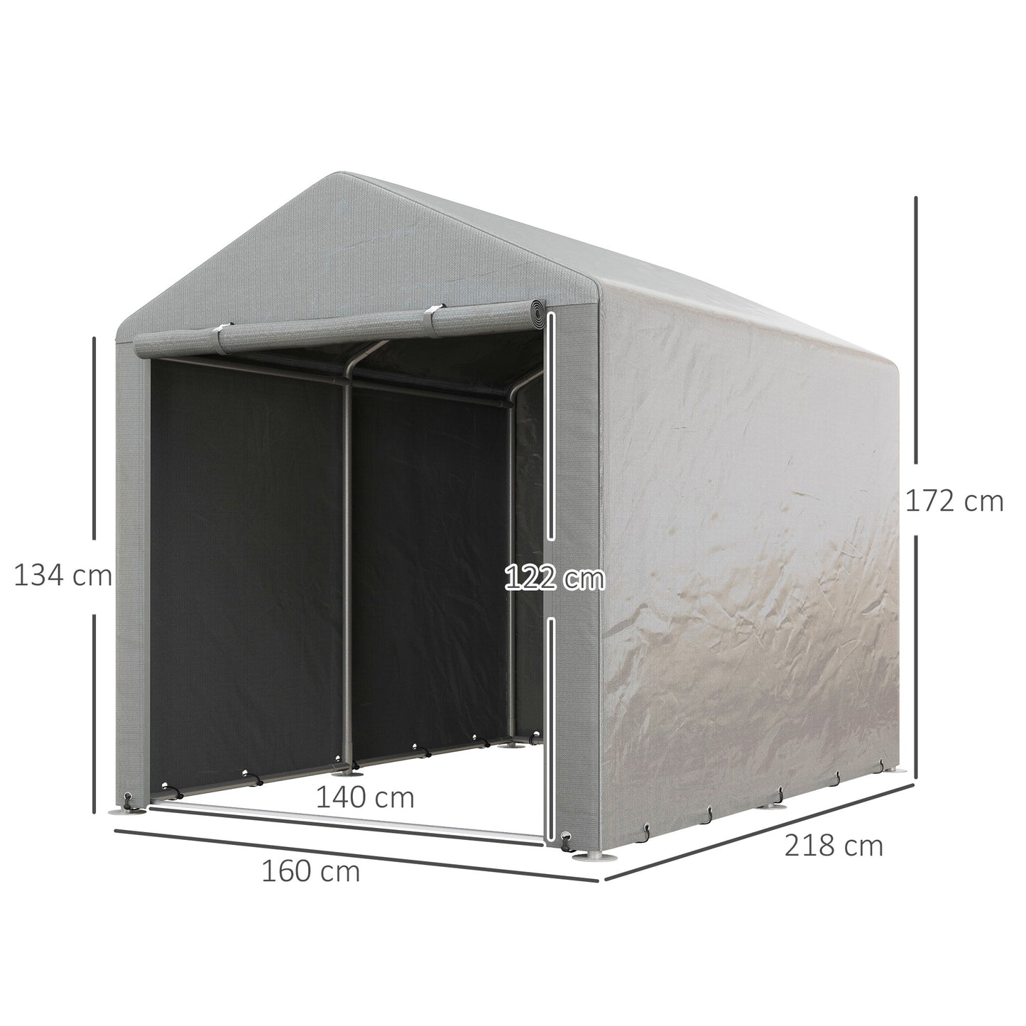 Outsunny 1.6 x 2.2m Garden Storage Shed Tent, with Accessories - Light Grey