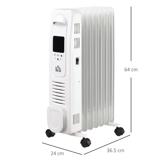 HOMCOM 1630W Digital Oil Filled Radiator, 7 Fin, Portable Electric Hea ...