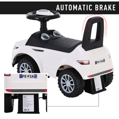 HOMCOM 3-in-1 Ride On Car Foot To Floor Slider Toddler w/ Horn Steering Wheel NO POWER Manual Under Seat Storage Safe Design White