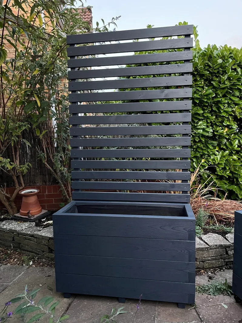 black wooden garden trellis 150 x 150 Black Wooden Trellis for Planters