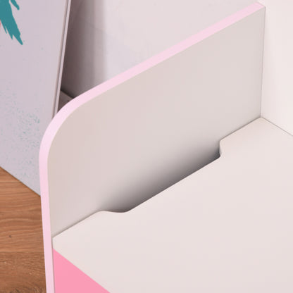 HOMCOM Kids Wooden Toy Storage Chest Chair 2 in 1 Design with Gas Stay Bar Safety Hinges Lid 60 x 30 x 50cm Pink