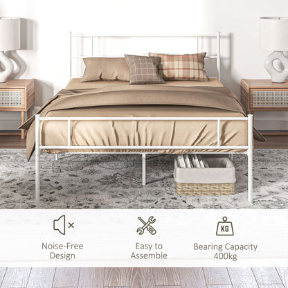 HOMCOM King Bed Frame, Metal Bed Base with Headboard and Footboard, Metal Slat Support and 31cm Underbed Storage Space