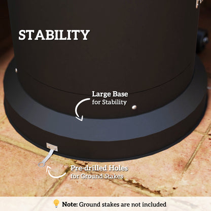 Outsunny 11 KW Freestanding Gas Patio Heater, Adjustable Outdoor Garden Propane Heater with Tip-Over Switch, Wheels, Pulse Ignition, Tank Room with Openable Door, Black