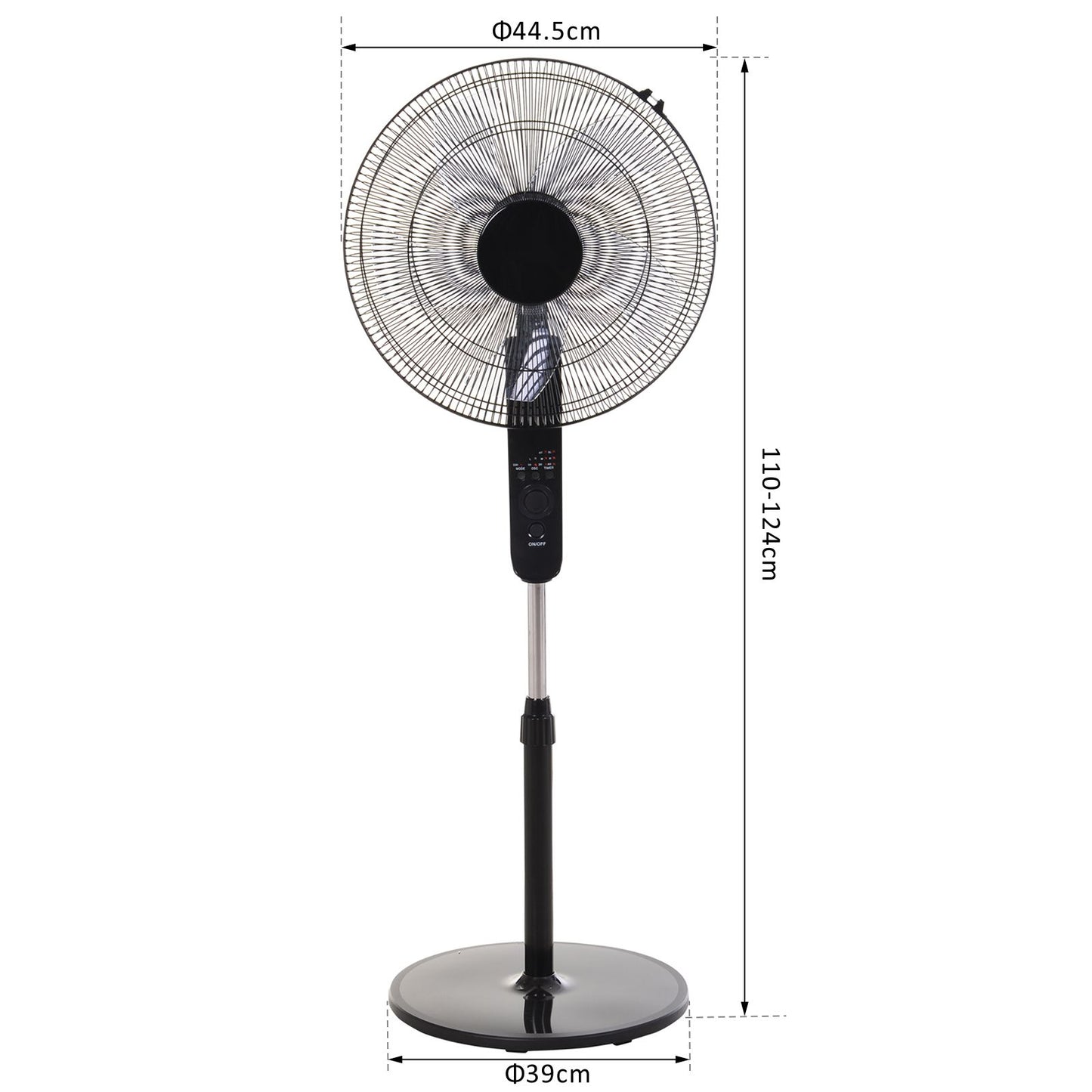 HOMCOM Oscillating Floor Fan W/ Remote Control-Standing Cooling Machine Indoor Air Refresher w/ Adjustable Height, Speed Mode, 7.5-Hour Timer Black