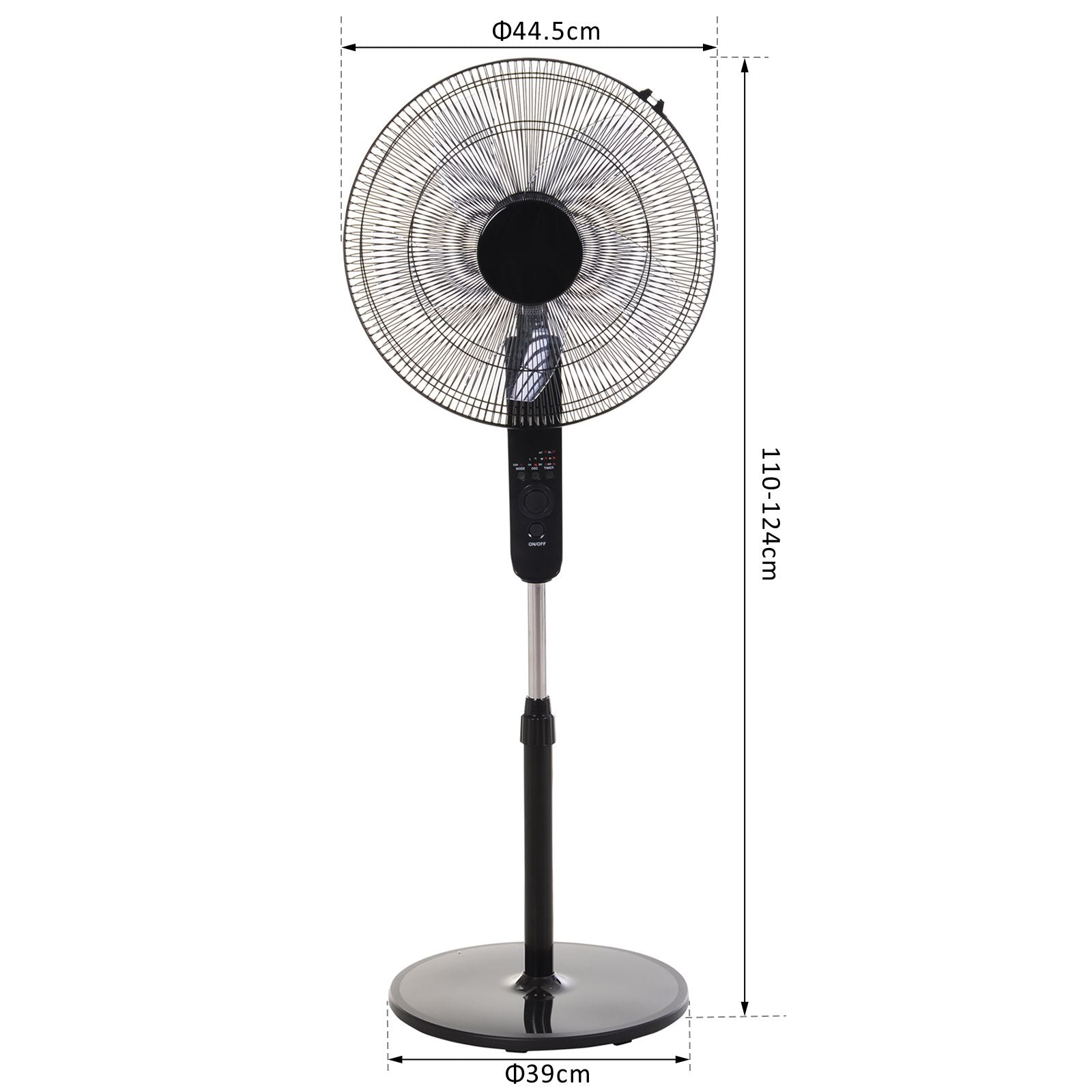 HOMCOM Oscillating Floor Fan W/ Remote Control-Standing Cooling Machine Indoor Air Refresher w/ Adjustable Height, Speed Mode, 7.5-Hour Timer Black