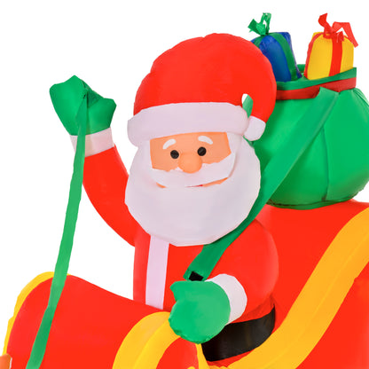 HOMCOM 1.1m Christmas Inflatable Santa Claus on Sleigh, LED Lighted for Home Indoor Outdoor Garden Lawn Decoration Party Prop