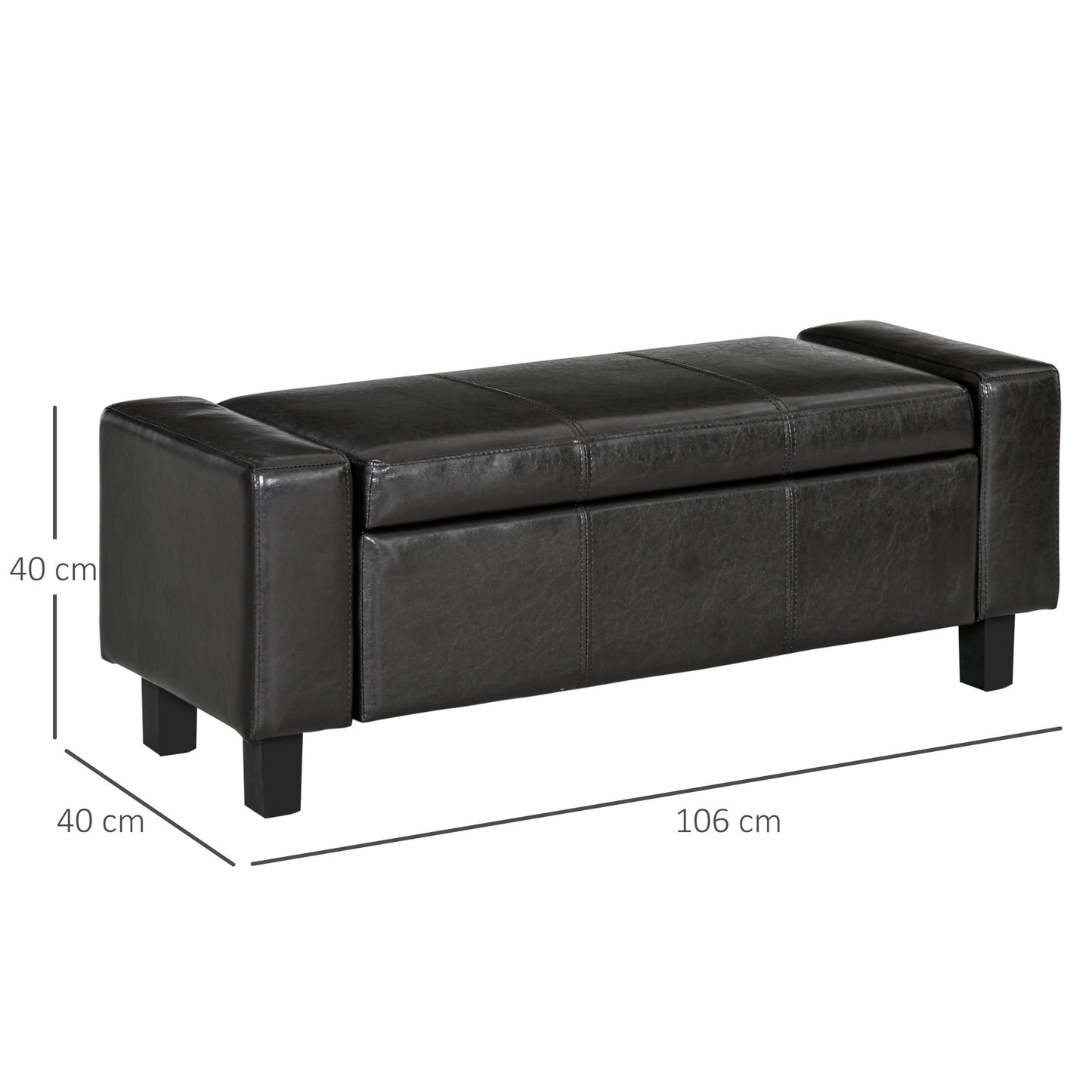 HOMCOM PU Leather Upholstered Flip-Lip Ottoman Black