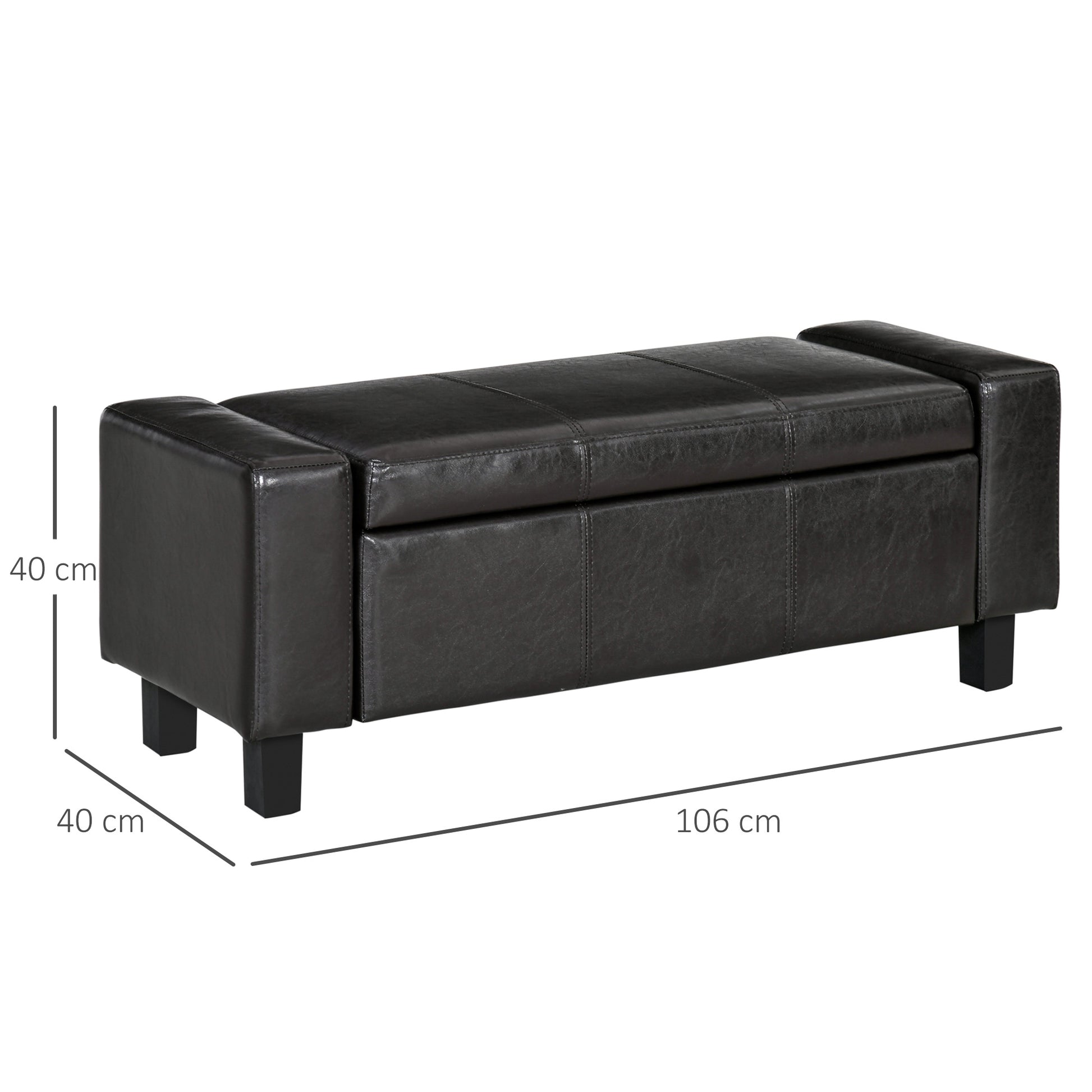 HOMCOM PU Leather Upholstered Flip-Lip Ottoman Black