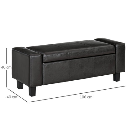 HOMCOM PU Leather Upholstered Flip-Lip Ottoman Black
