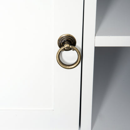 HOMCOM TV Stand Unit Corner Table, MDF-Ivory White 