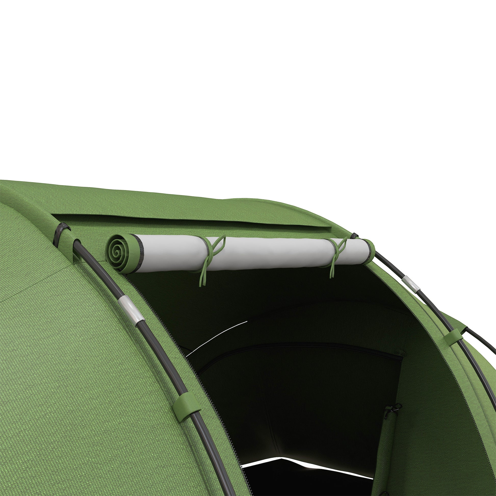 Outsunny 4-6 Man Camping Tent with Living Area and 2 Bedrooms, Hiking Sun Shelter, UV Protection Tunnel Tent, Dark Green