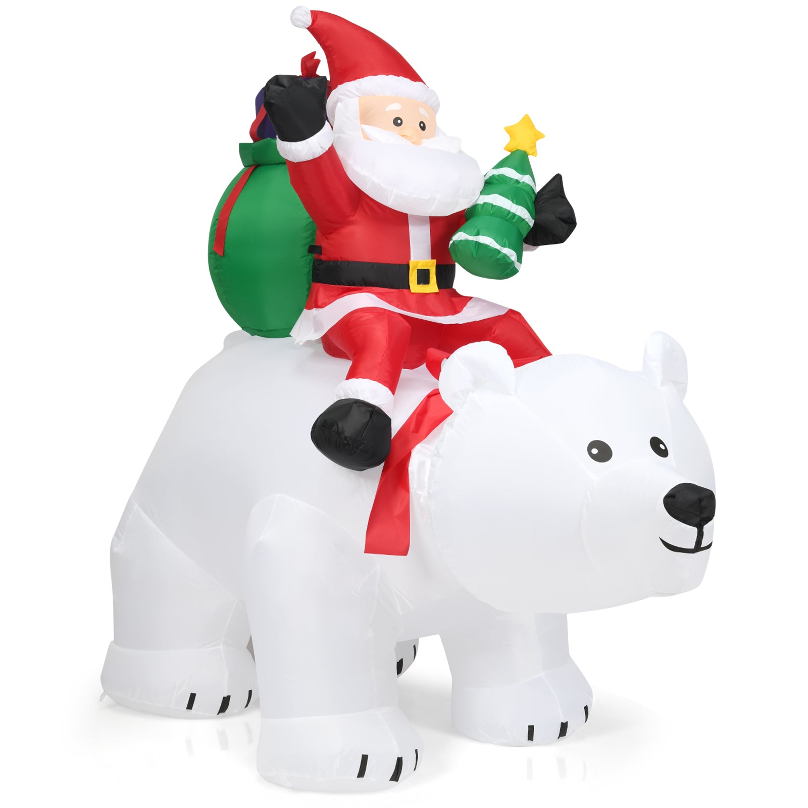 Inflatable Christmas Santa Riding Polar Bear with Shaking Head – GardenArch