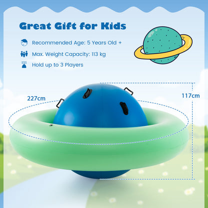 Inflatable Dome Rocker Bouncer for Kids with 6 Built-in Handles-Blue