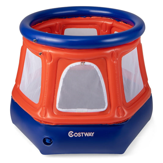 Mini Spring-free Inflatable Toddler Trampoline with Safety Enclosure Net and Weighted Water Bag