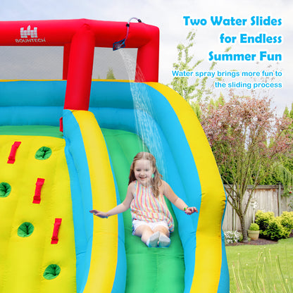 Inflatable Water Slide with Climbing Wall and 680W Air Blower
