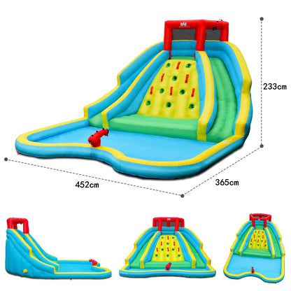 Inflatable Water Slide with Climbing Wall and 680W Air Blower