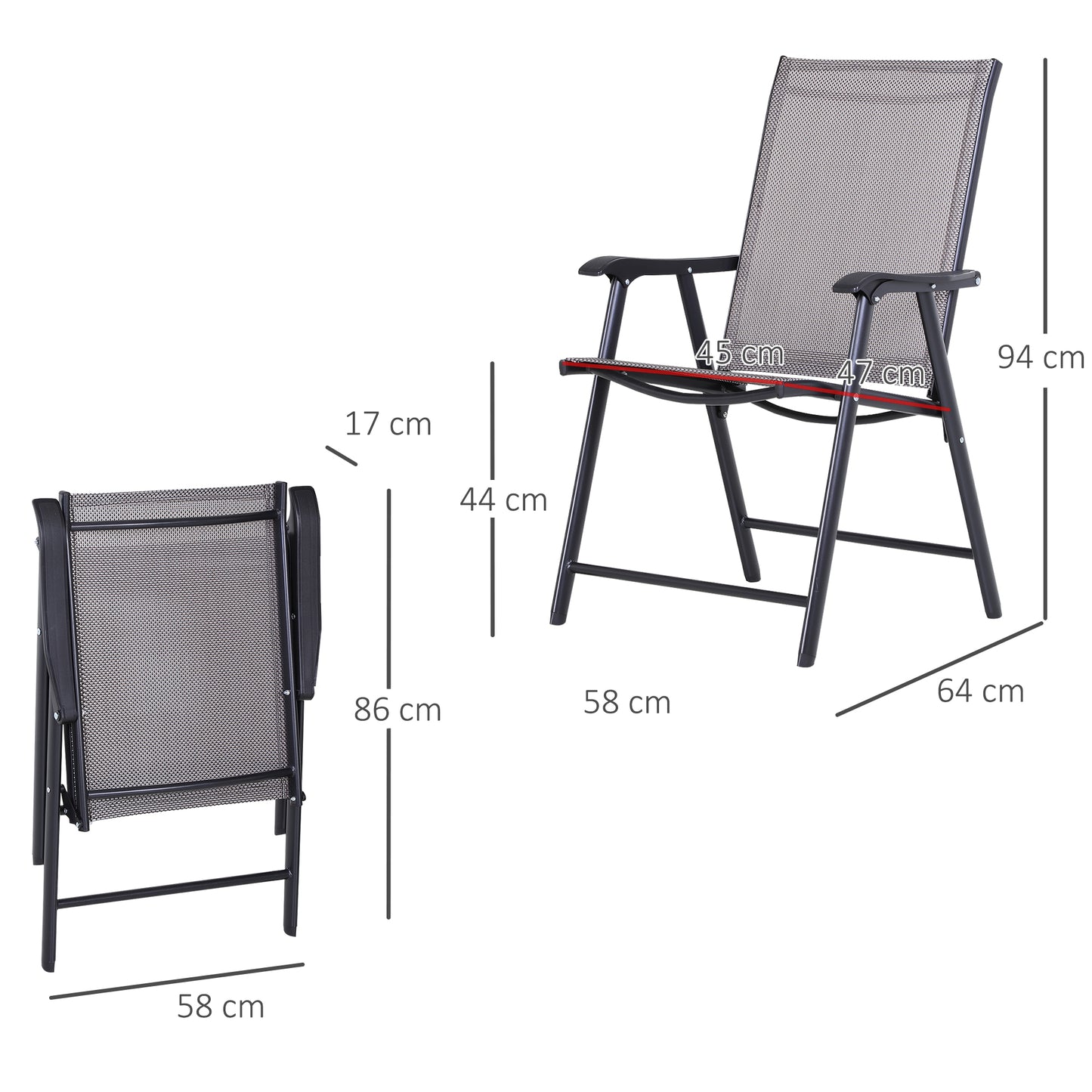 Outsunny Set of Four Folding Garden Chairs - Grey
