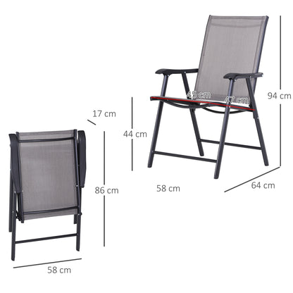 Outsunny Set of Four Folding Garden Chairs - Grey