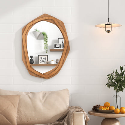 Irregular Framed Decoration Mirror with Expansion Screws-Natural