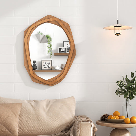 Irregular Framed Decoration Mirror with Expansion Screws-Natural