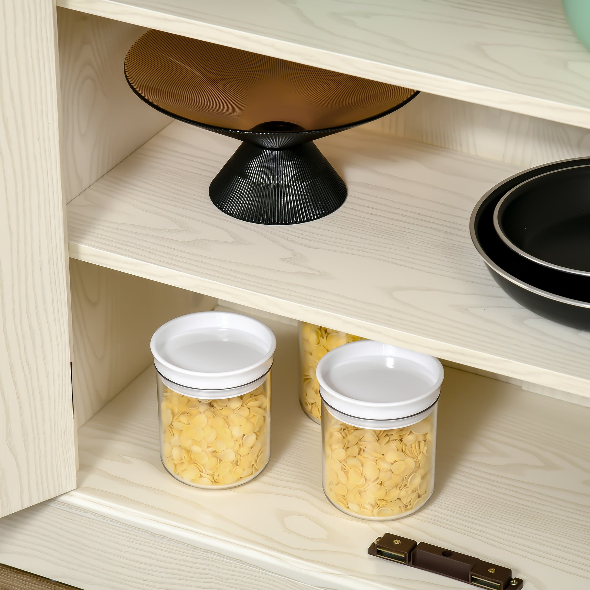 HOMCOM Kitchen Cupboard with 4 Doors, Freestanding Storage Cabinet with Wide Drawer and Shelves for Living Room, 180cm, White Wood Grain