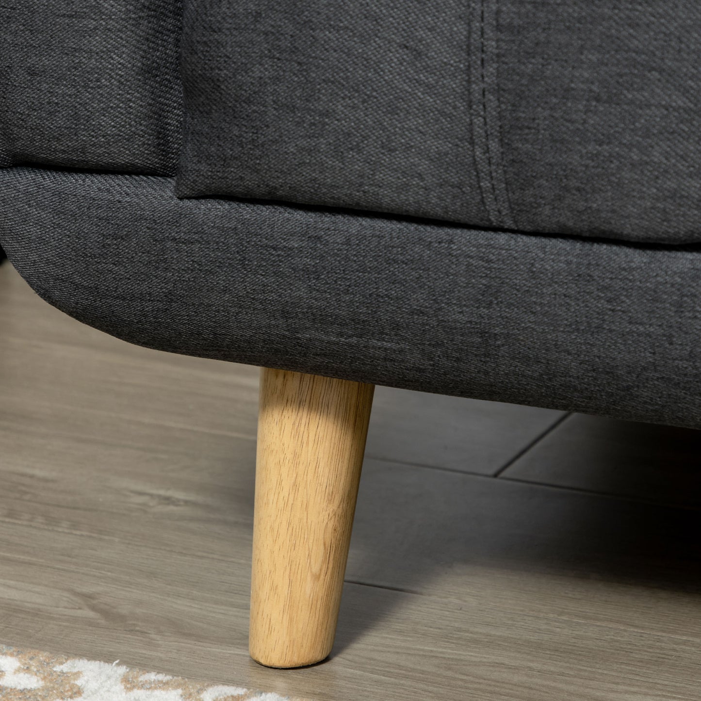 HOMCOM Corner Sofas for Living Room, Fabric L Shaped Sofa Settee with Adjustable Headrest, 3 Seater Couch, Dark Grey