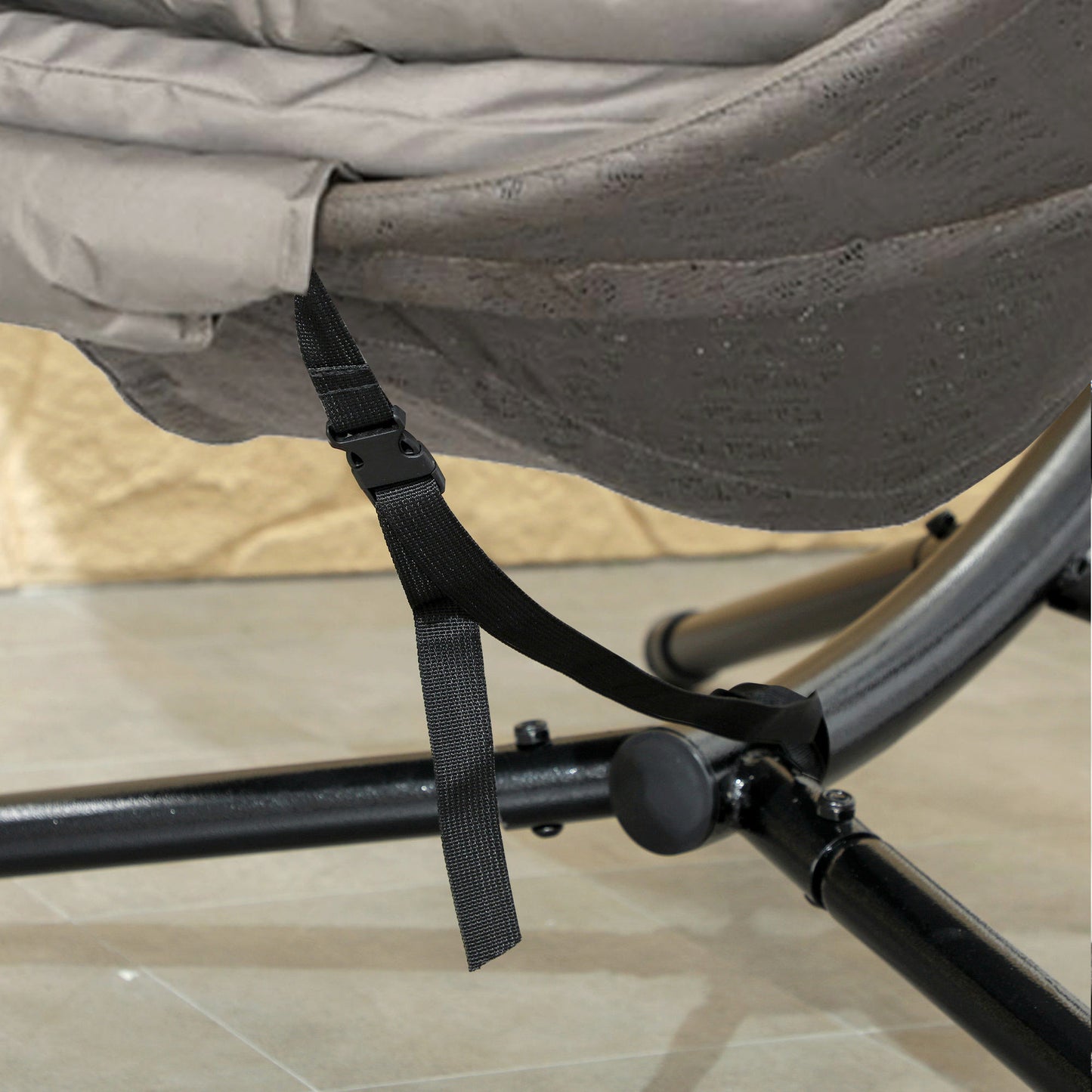 Outsunny Round Egg Basket Chair, with Steel Stand, Sand