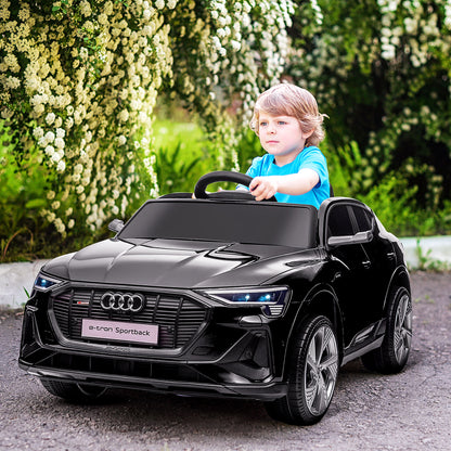 HOMCOM 12V Audi E-tron Licensed Ride On Car, Two Motors Battery Powered Toy with Remote Control, Lights, Music, Horn, Black