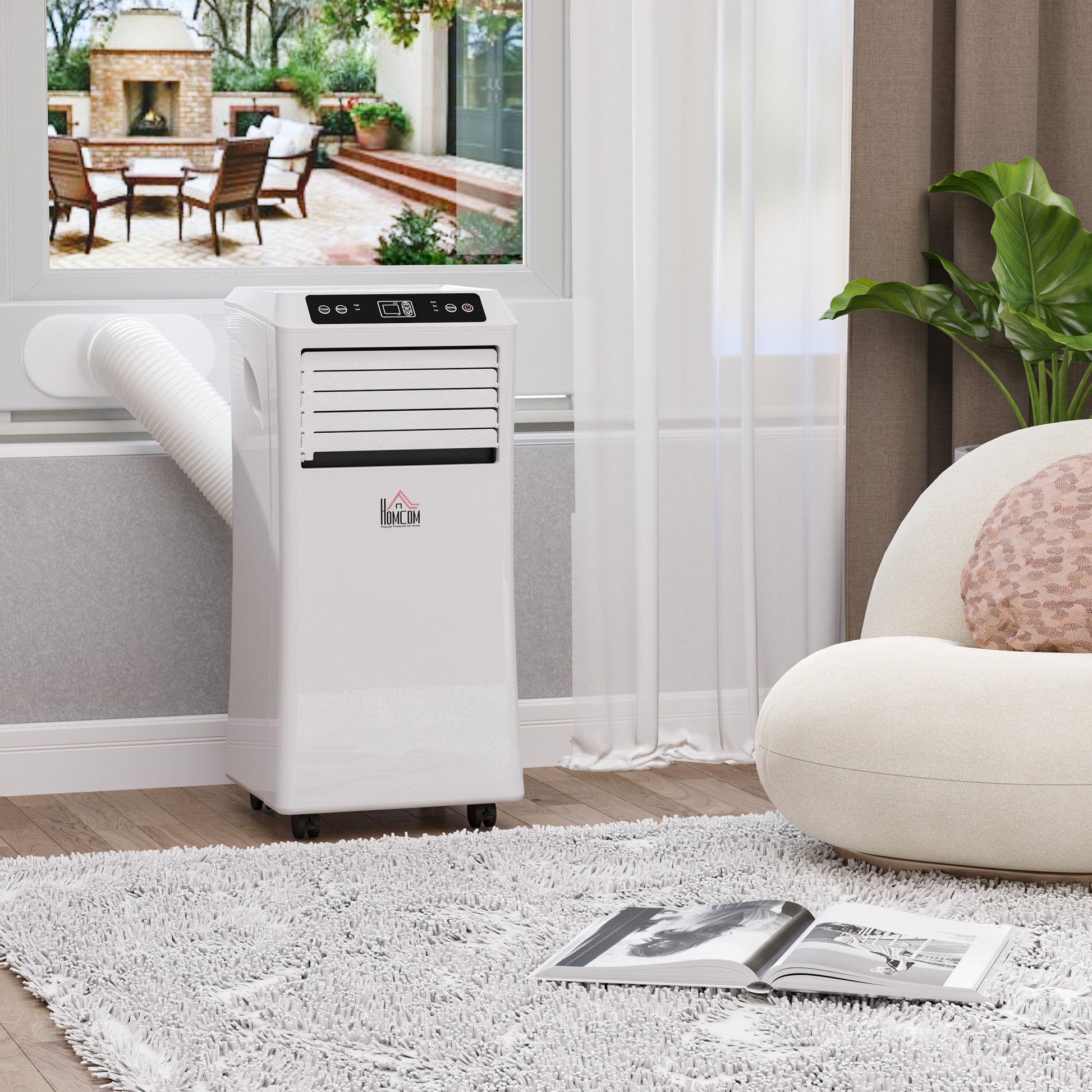 HOMCOM Mobile Air Conditioner with Remote Control, Timer, Cooling Dehumidifying Ventilating, LED Display White - 1003W