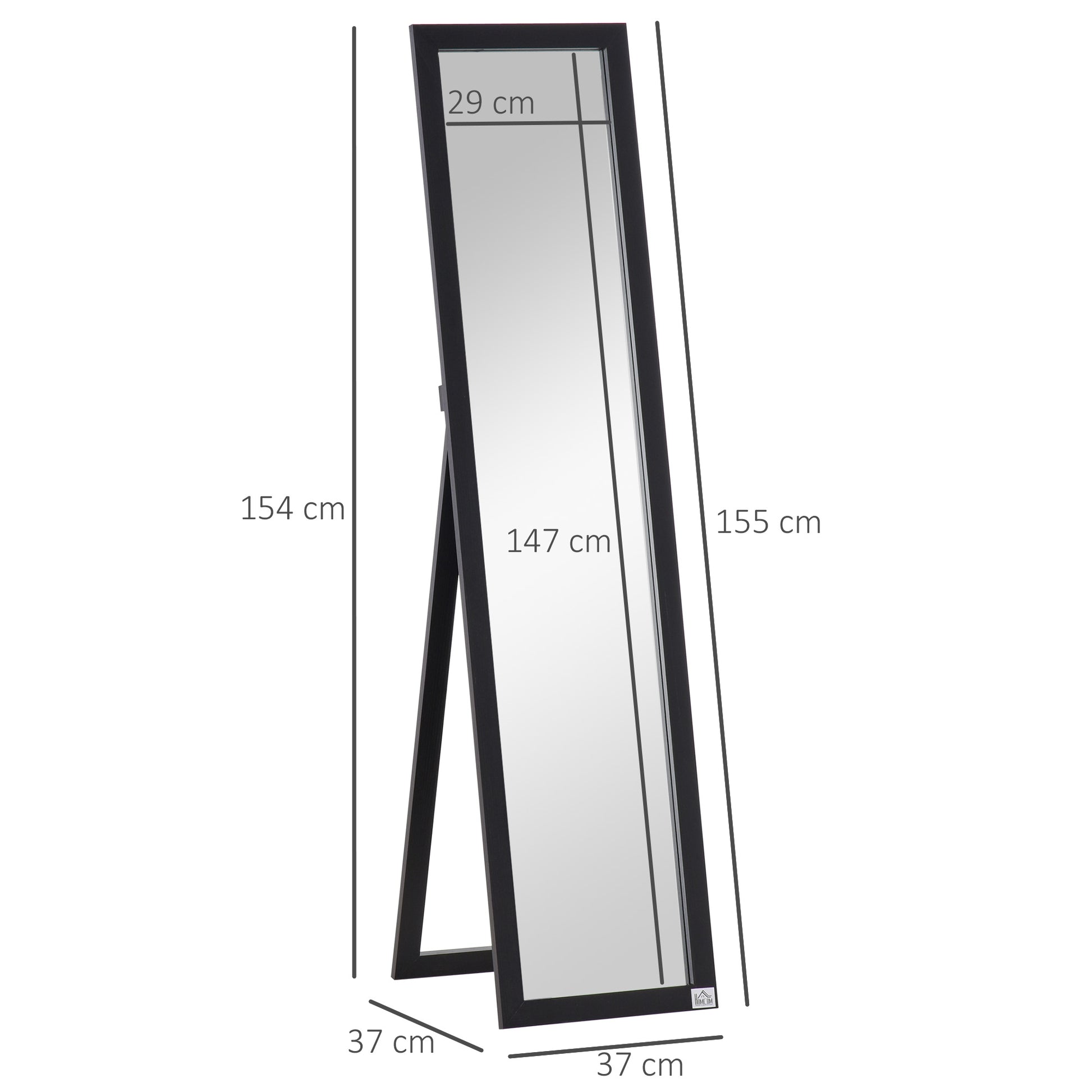 HOMCOM Full Length Mirror for Bedroom, Free Standing Dressing Mirror, Wall Mirror for Living Room, 37 x 154 cm