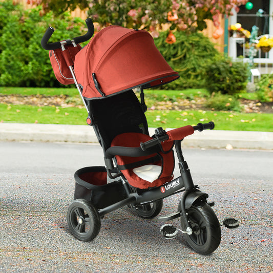 HOMCOM Baby Ride on Tricycle W/Canopy-Red