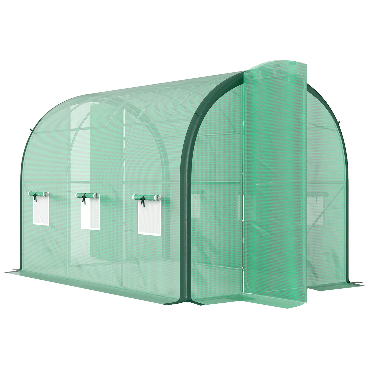 Outsunny 3 x 2(m) Polytunnel Greenhouse, with Windows and Doors - Green