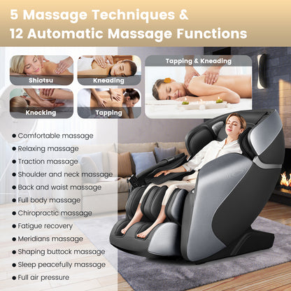 Full Body Electric Zero Gravity Massage Recliner with Foot Roller-Black