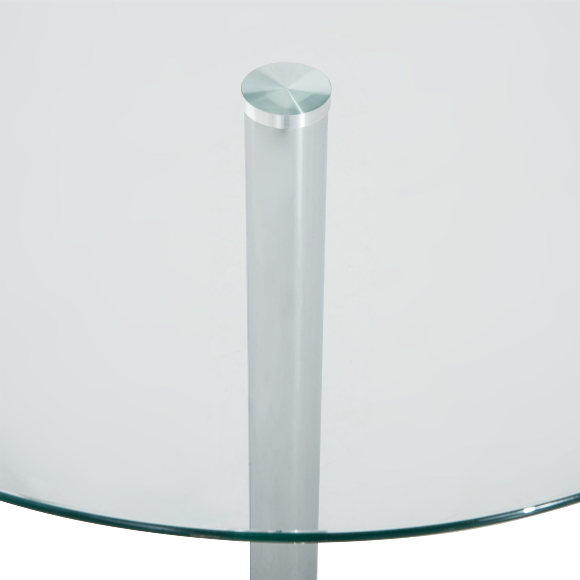 HOMCOM Round Dining Table, Modern Dining Room Table with Tempered Glass Top, Steel Base, Space Saving Small Bar Table