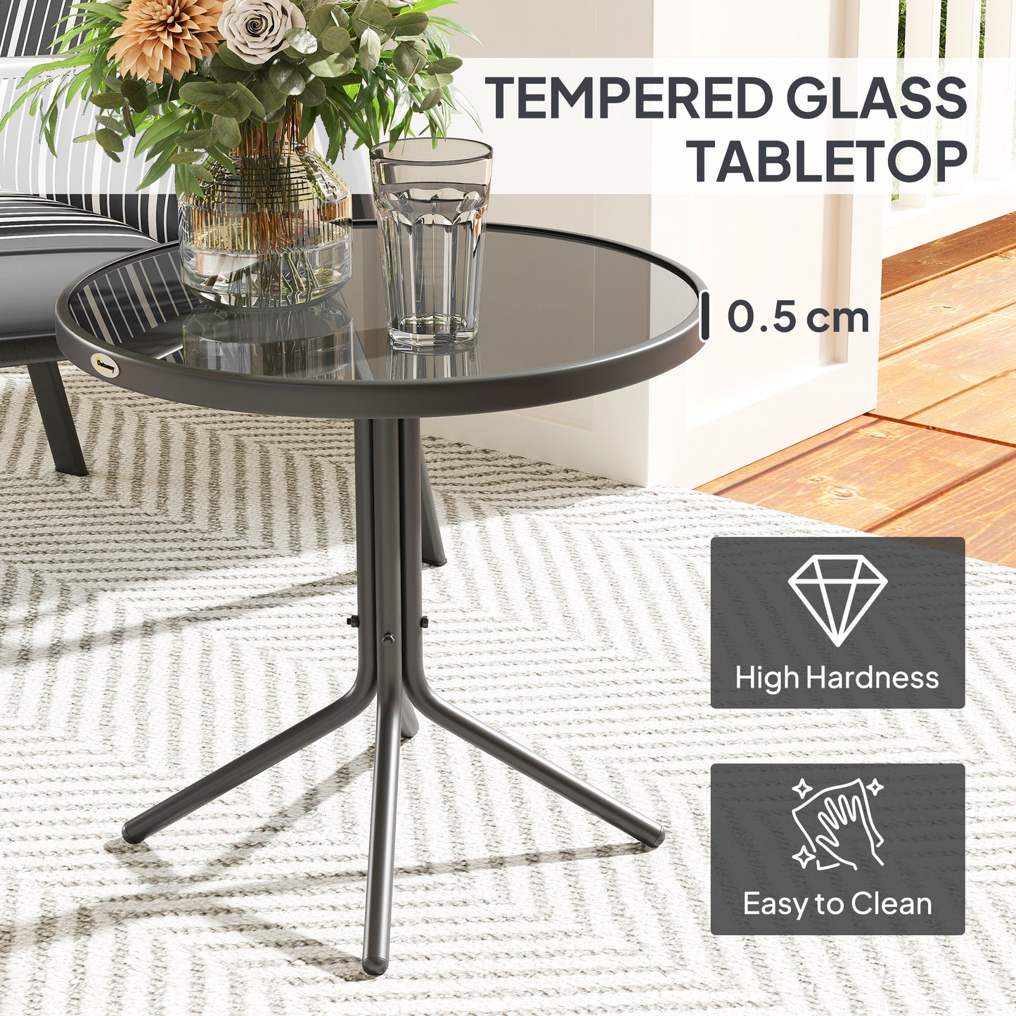 Outsunny Three-Piece Reclining Chair Set - Grey