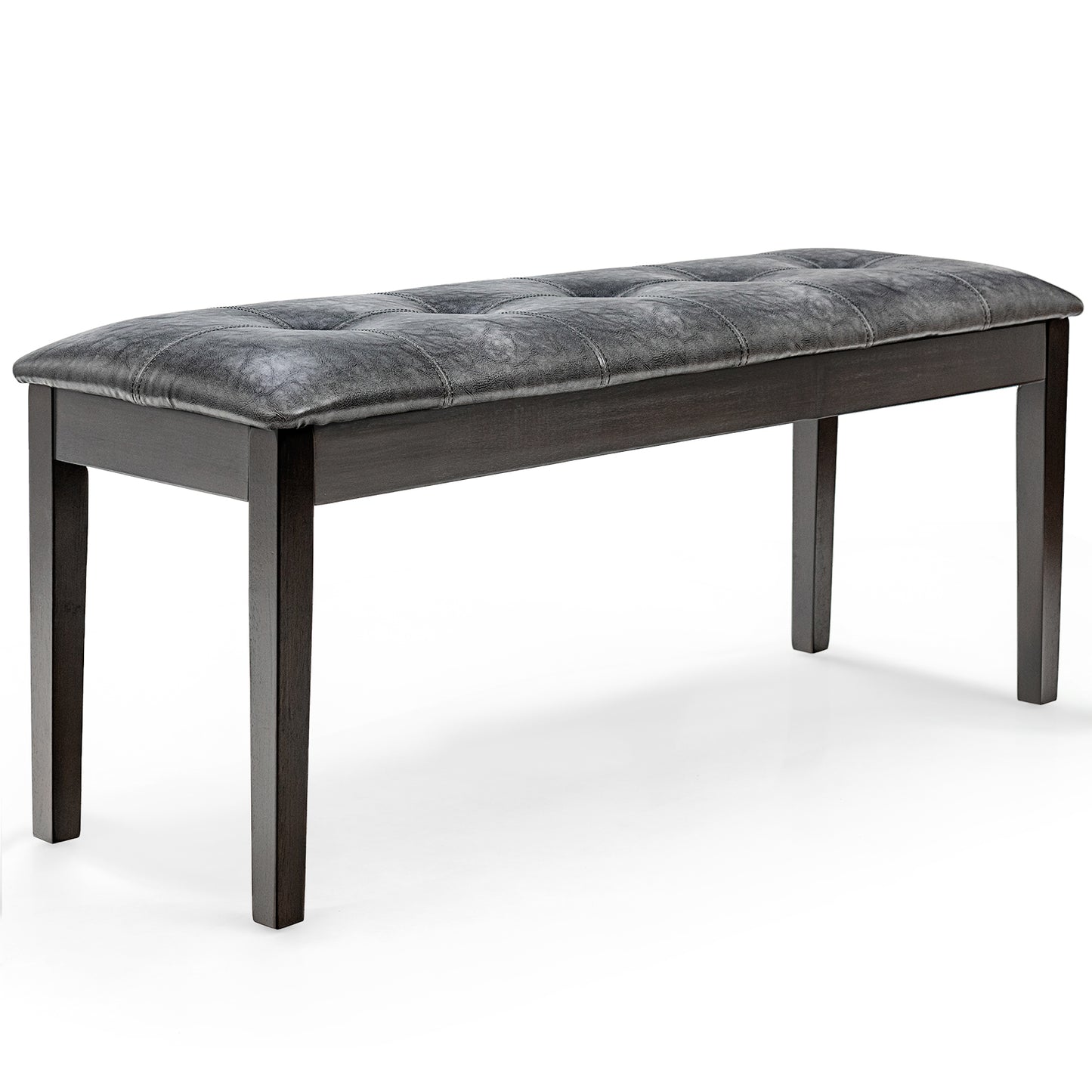 Upholstered PU Dining Bench with Padded Seat for Hallway Bedroom-Grey