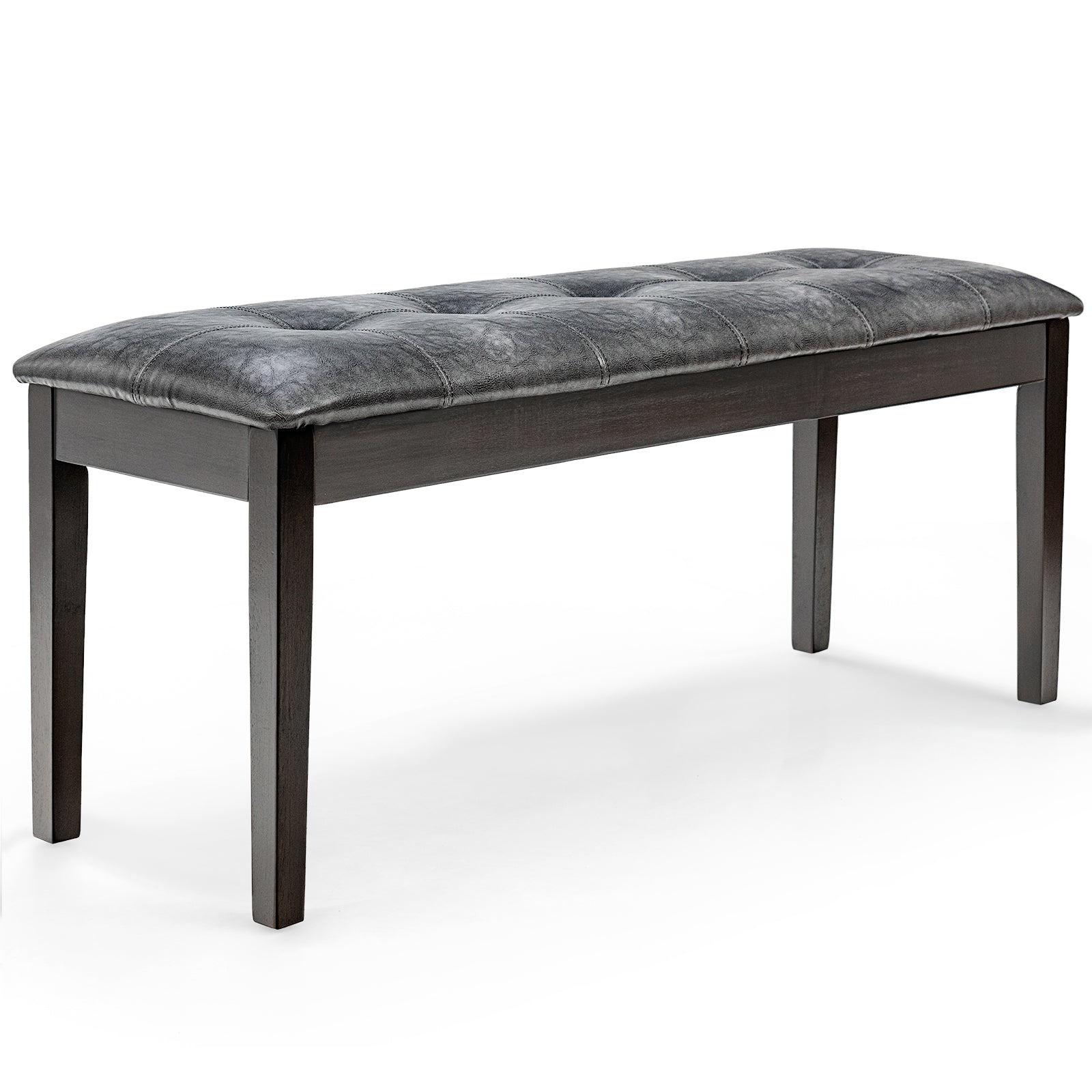 Upholstered PU Dining Bench with Padded Seat for Hallway Bedroom-Grey