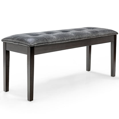 Upholstered PU Dining Bench with Padded Seat for Hallway Bedroom-Grey
